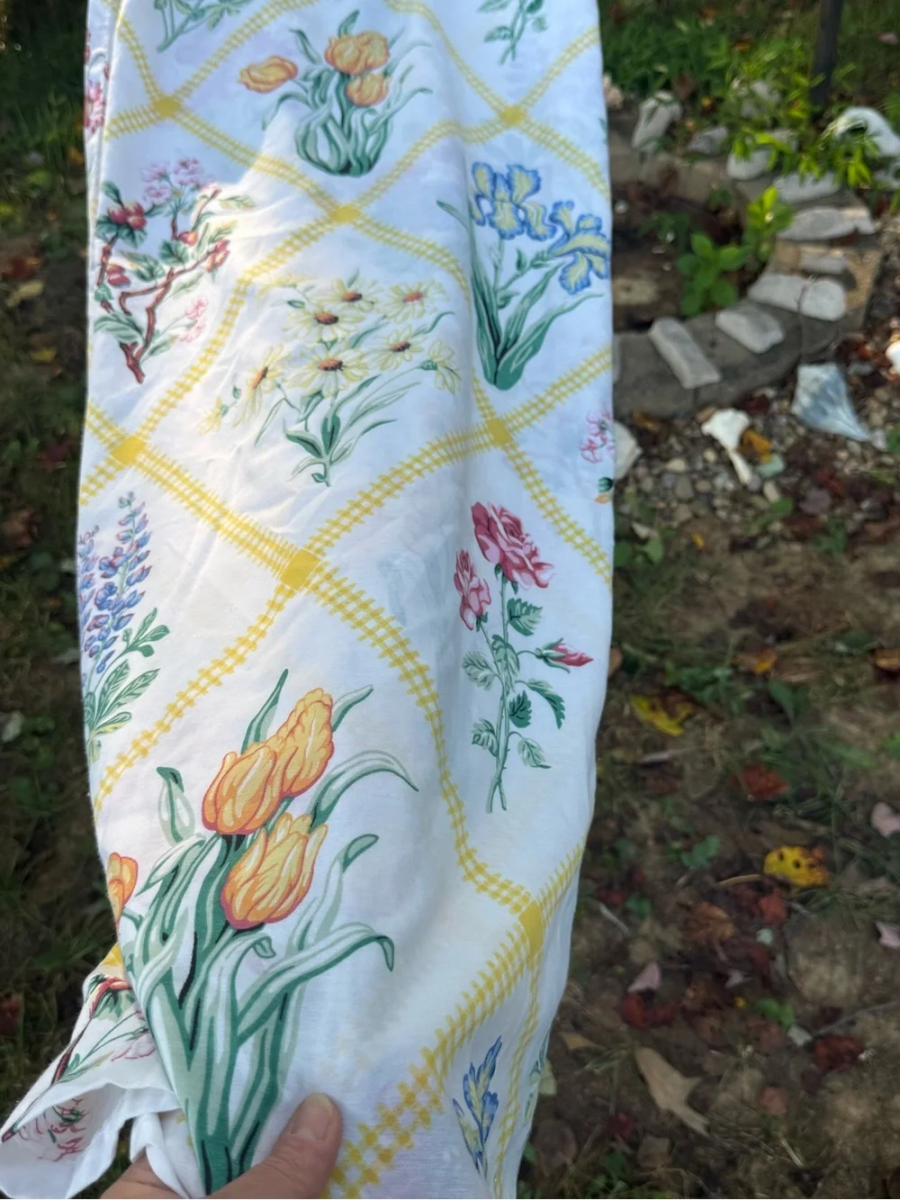 Floral Patchwork Yellow & White Shower Curtain